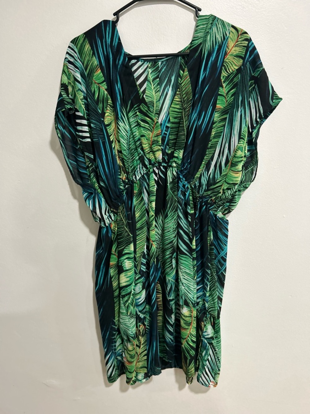 Green Banana Leaf Cover Up XL Tropical Print Beach Swim Coverup